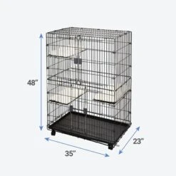 Frisco Collapsible Wire Cat Cage Playpen & Van Ness High Side Corner Cat Litter Pan, Blue -Meowverse Store 933382 PT2. AC SS1800 V1692304951