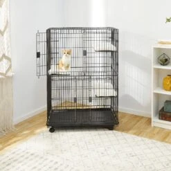Frisco Collapsible Wire Cat Cage Playpen & Van Ness High Side Corner Cat Litter Pan, Blue -Meowverse Store 933382 PT3. AC SS1800 V1692305267