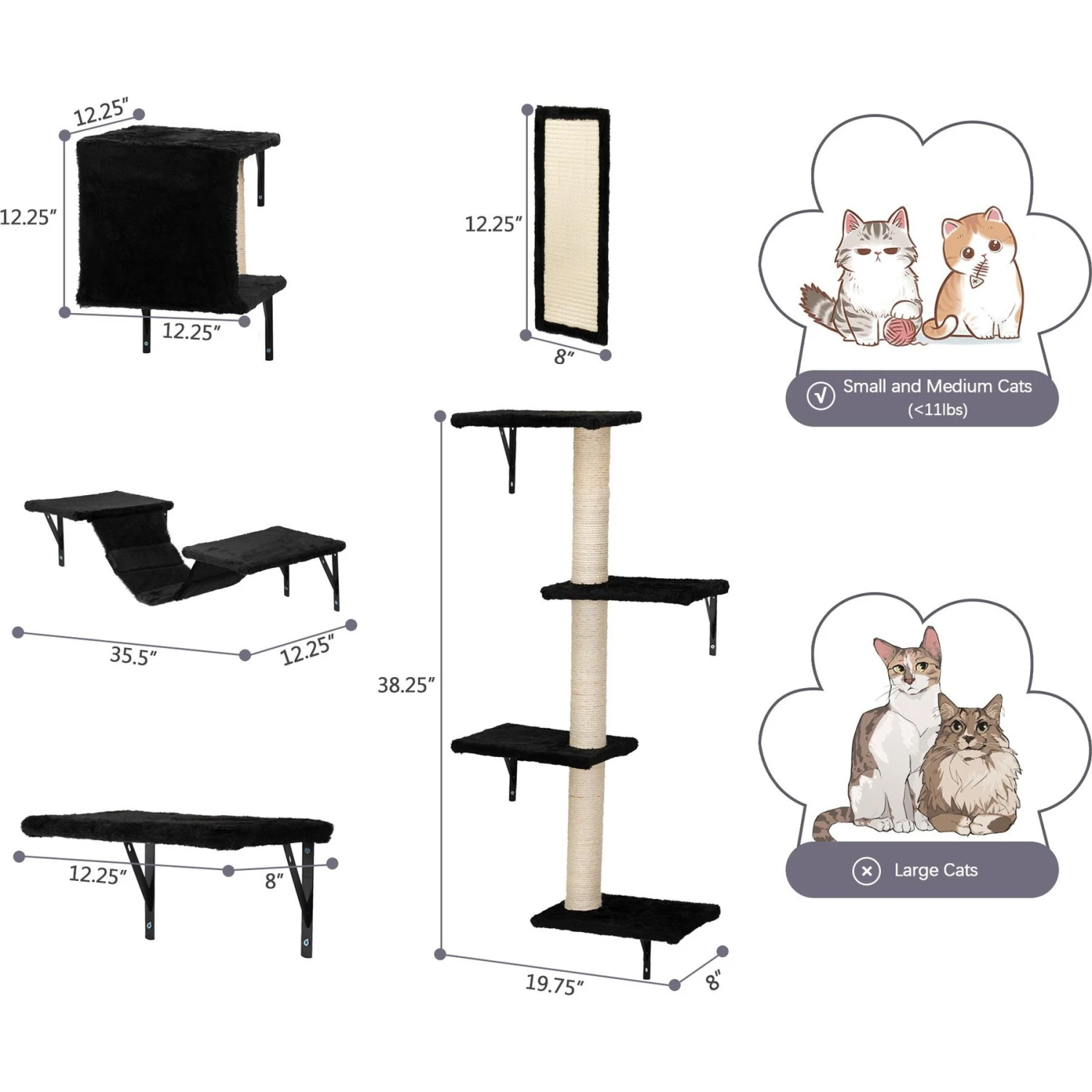 Coziwow Wall Mounted Shelves Set Cat Tree & Frisco Wooden Wall Mounted Stainless Steel Cat Feeding Station With Bowl 3 Coziwow Wall Mounted Shelves Set Cat Tree & Frisco Wooden Wall Mounted Stainless Steel Cat Feeding Station With Bowl - Image 3