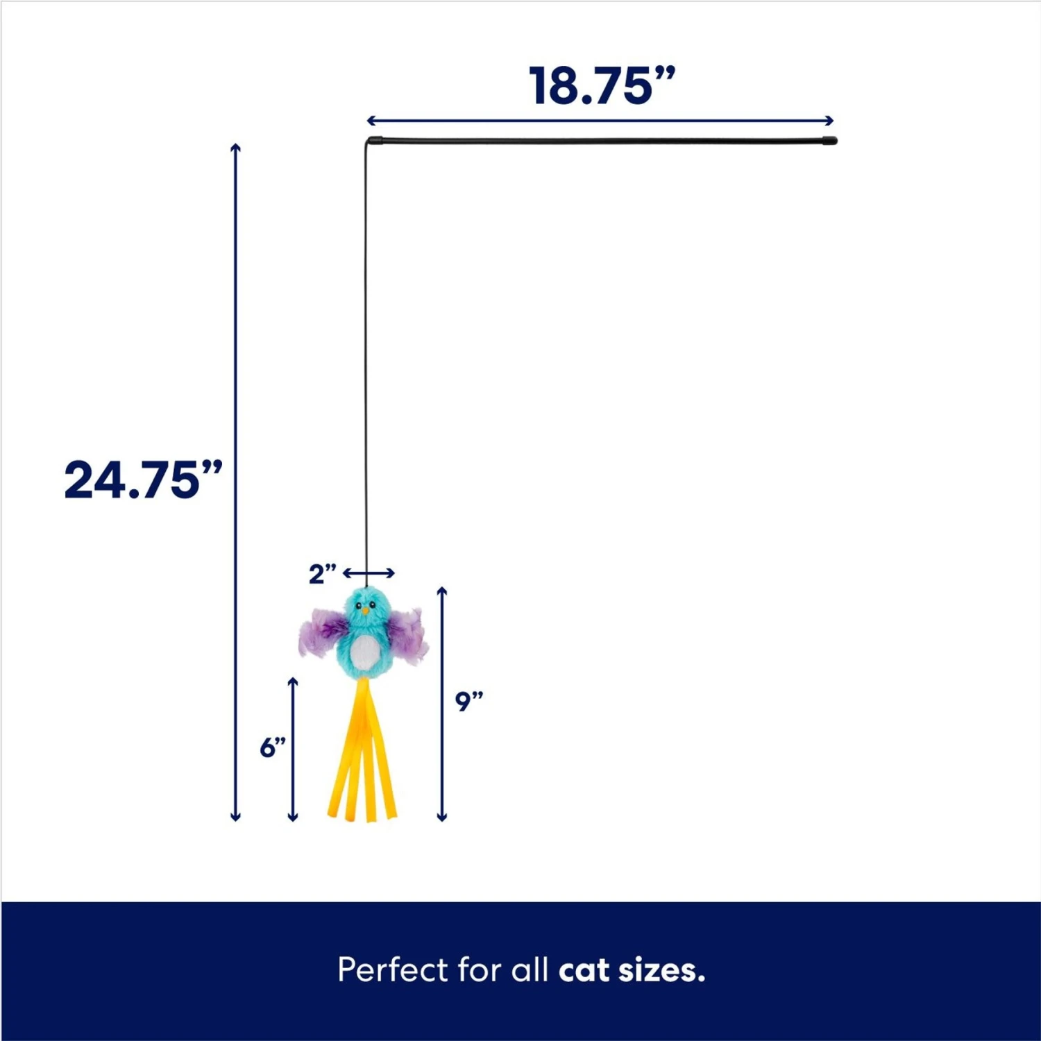 Frisco Fabric Teaser Wand Cat Toy & Frisco Bird With Feathers Teaser Wand Cat Toy With Catnip 7 Frisco Fabric Teaser Wand Cat Toy & Frisco Bird With Feathers Teaser Wand Cat Toy With Catnip - Image 7