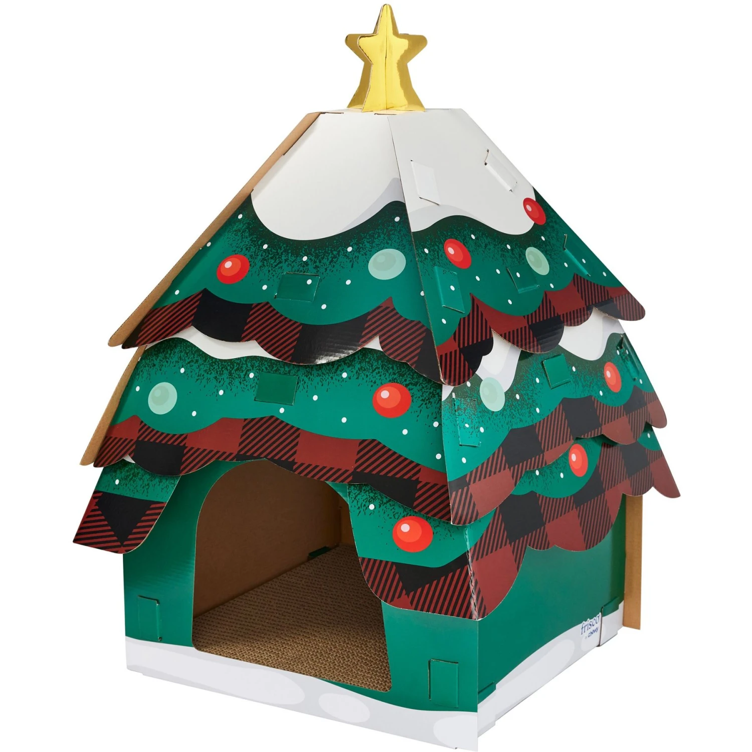 Frisco Holiday Christmas Tree Cardboard Cat House & Frisco Holiday Santa's Workshop Cardboard Cat House 2 Frisco Holiday Christmas Tree Cardboard Cat House & Frisco Holiday Santa's Workshop Cardboard Cat House - Image 2