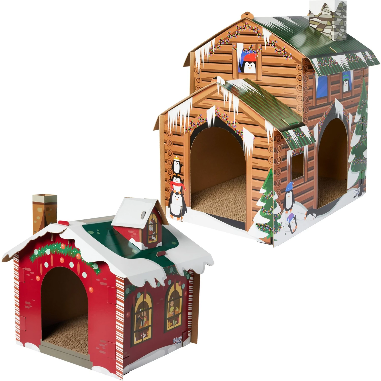 Frisco Holiday Log Cabin Cardboard Cat House & Frisco Holiday Santa's Workshop Cardboard Cat House 1 Frisco Holiday Log Cabin Cardboard Cat House & Frisco Holiday Santa's Workshop Cardboard Cat House