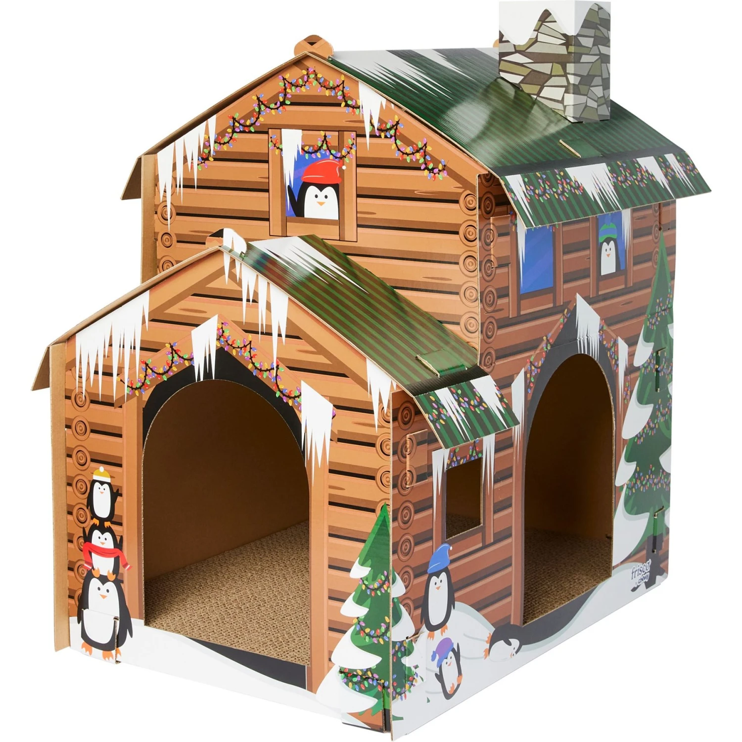 Frisco Holiday Log Cabin Cardboard Cat House & Frisco Holiday Christmas Tree Cardboard Cat House 2 Frisco Holiday Log Cabin Cardboard Cat House & Frisco Holiday Christmas Tree Cardboard Cat House - Image 2